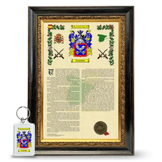 Fernandez Framed Armorial History and Keychain - Heirloom