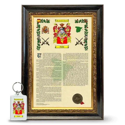 Ferrin Framed Armorial History and Keychain - Heirloom