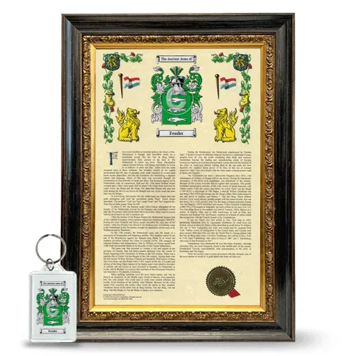 Fessler Framed Armorial History and Keychain - Heirloom