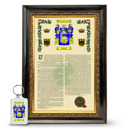 Fetters Framed Armorial History and Keychain - Heirloom