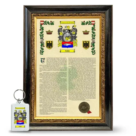 Fishle Framed Armorial History and Keychain - Heirloom