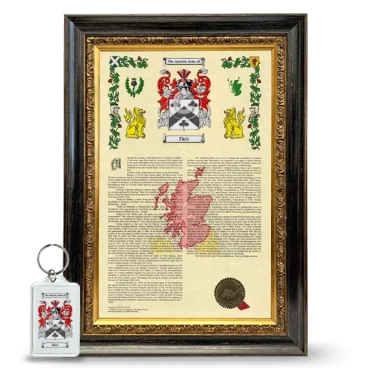 Flett Framed Armorial History and Keychain - Heirloom