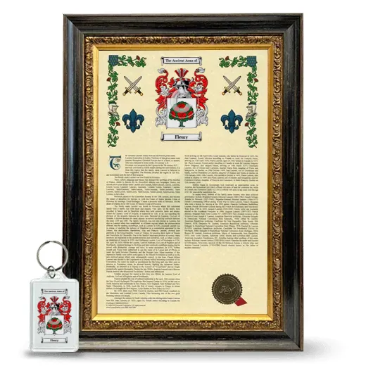 Fleury Framed Armorial History and Keychain - Heirloom