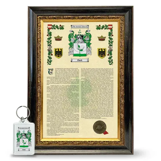 Fluck Framed Armorial History and Keychain - Heirloom
