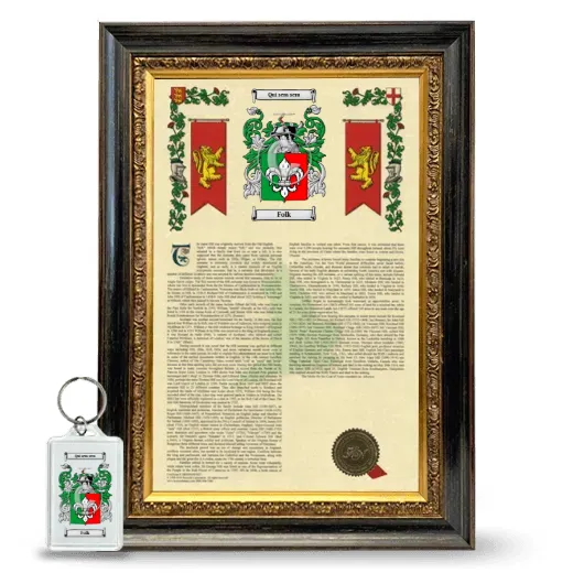 Folk Framed Armorial History and Keychain - Heirloom