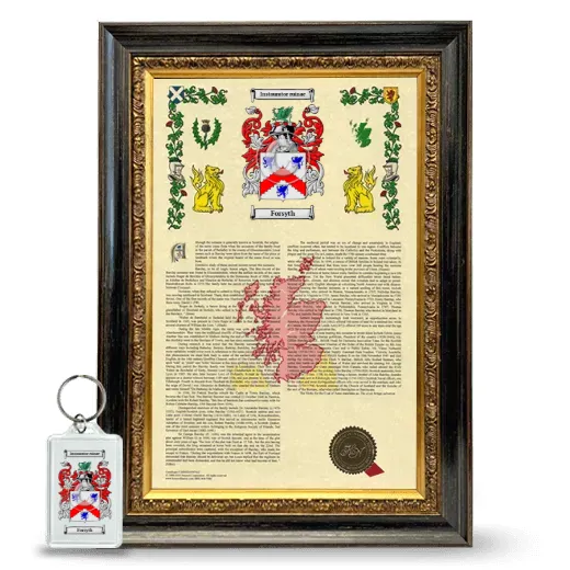 Forsyth Framed Armorial History and Keychain - Heirloom