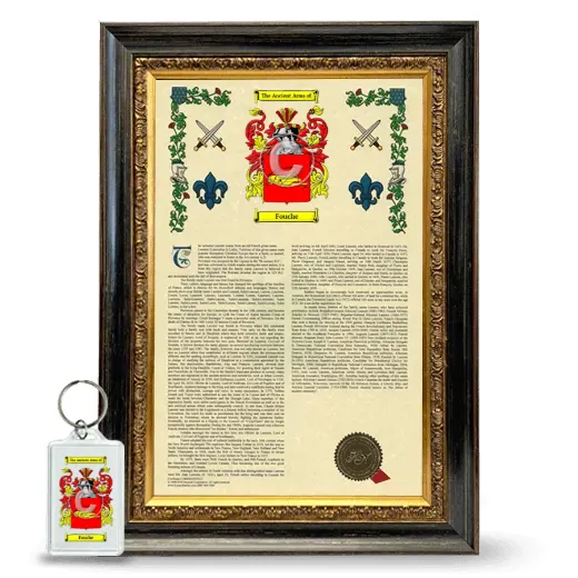 Fouche Framed Armorial History and Keychain - Heirloom