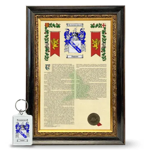 Foxcote Framed Armorial History and Keychain - Heirloom