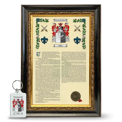 Foyot Framed Armorial History and Keychain - Heirloom