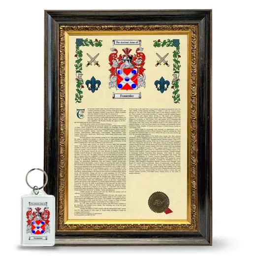 Francoise Framed Armorial History and Keychain - Heirloom
