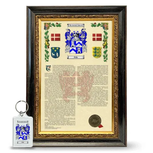 Friis Framed Armorial History and Keychain - Heirloom