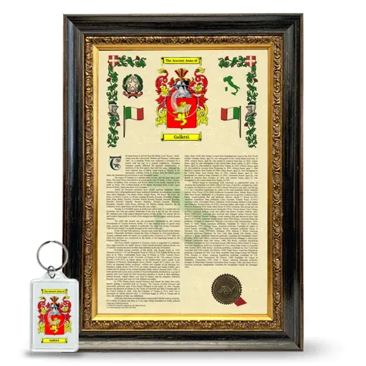 Galletti Framed Armorial History and Keychain - Heirloom