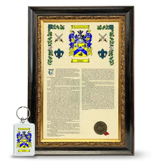 Gaspar Framed Armorial History and Keychain - Heirloom