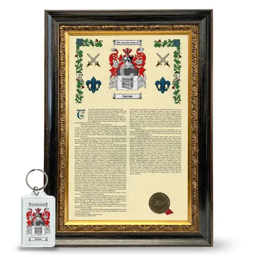 Gaston Framed Armorial History and Keychain - Heirloom