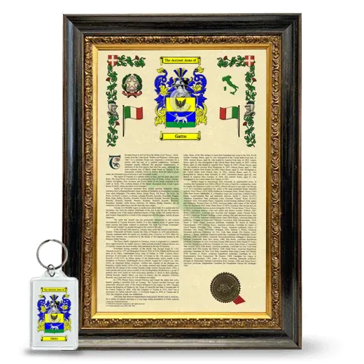 Gatto Framed Armorial History and Keychain - Heirloom