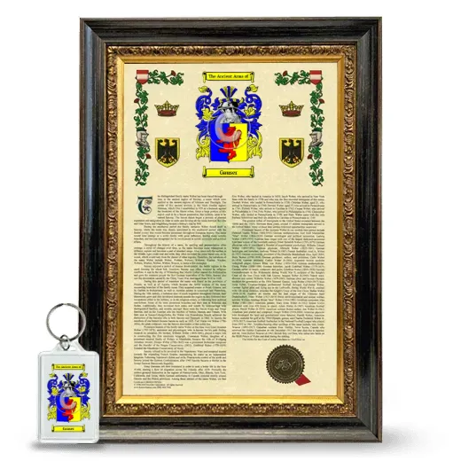 Gauser Framed Armorial History and Keychain - Heirloom