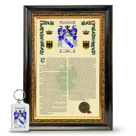 Gecks Framed Armorial History and Keychain - Heirloom