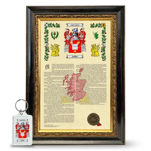 Geddes Framed Armorial History and Keychain - Heirloom