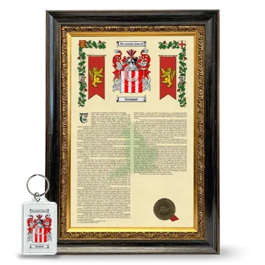 Germant Framed Armorial History and Keychain - Heirloom