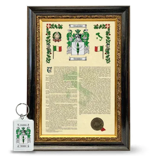 Geronimo Framed Armorial History and Keychain - Heirloom