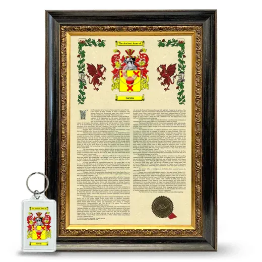 Gevin Framed Armorial History and Keychain - Heirloom