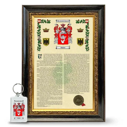 Geyser Framed Armorial History and Keychain - Heirloom