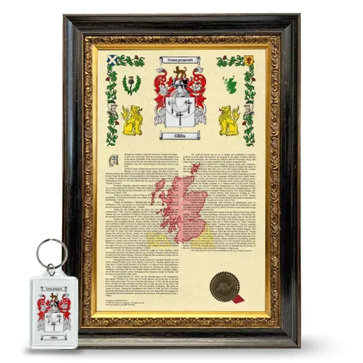 Gibbs Framed Armorial History and Keychain - Heirloom