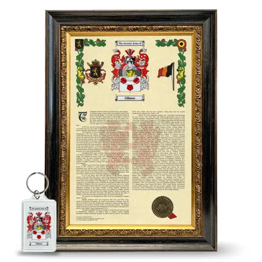 Gilman Framed Armorial History and Keychain - Heirloom
