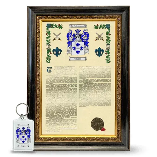Gingras Framed Armorial History and Keychain - Heirloom