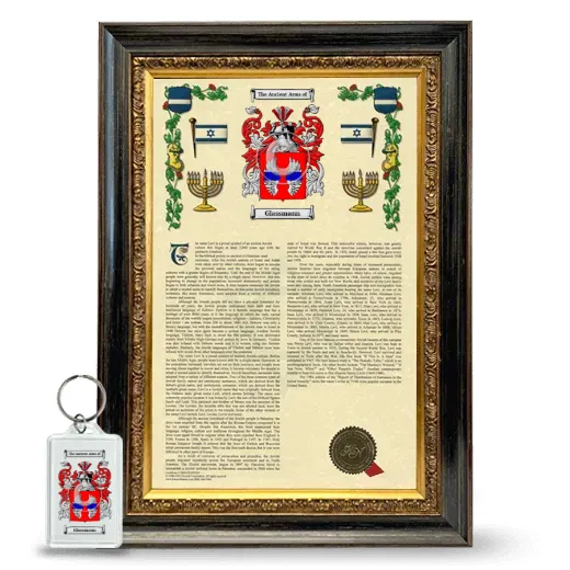 Glassmann Framed Armorial History and Keychain - Heirloom