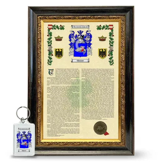 Glauser Framed Armorial History and Keychain - Heirloom