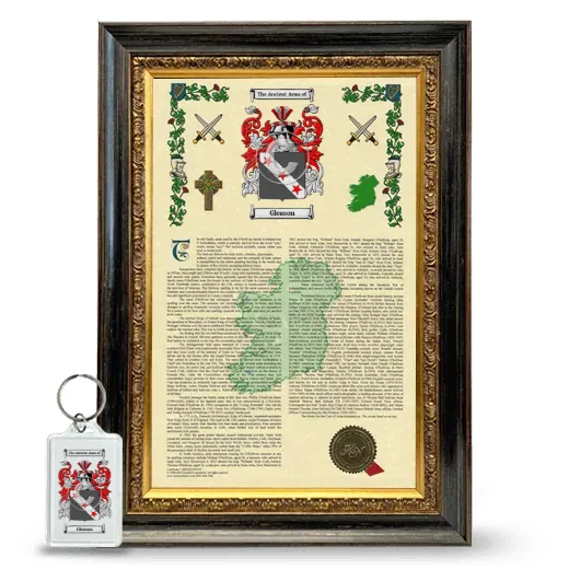 Gleason Framed Armorial History and Keychain - Heirloom