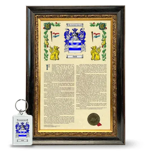 Gock Framed Armorial History and Keychain - Heirloom