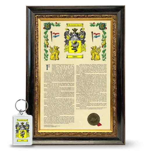 Goess Framed Armorial History and Keychain - Heirloom