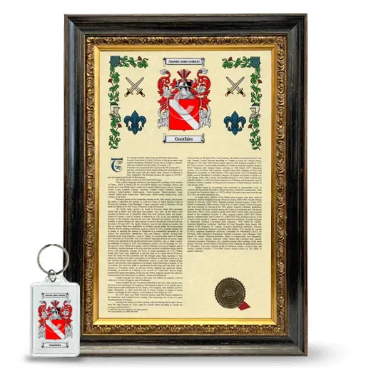 Gonthier Framed Armorial History and Keychain - Heirloom