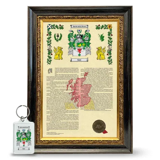 Gow Framed Armorial History and Keychain - Heirloom