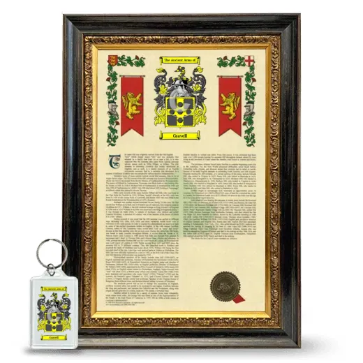 Gravell Framed Armorial History and Keychain - Heirloom