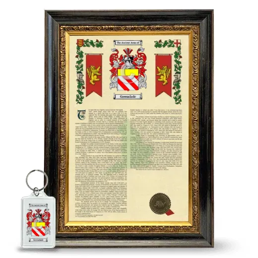 Greenslade Framed Armorial History and Keychain - Heirloom