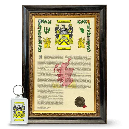 Grieg Framed Armorial History and Keychain - Heirloom