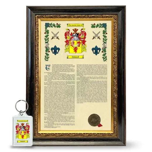 Grimard Framed Armorial History and Keychain - Heirloom
