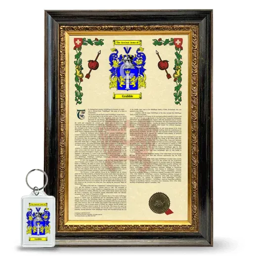 Grubble Framed Armorial History and Keychain - Heirloom