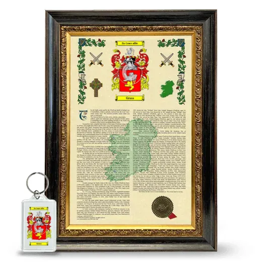Gruss Framed Armorial History and Keychain - Heirloom
