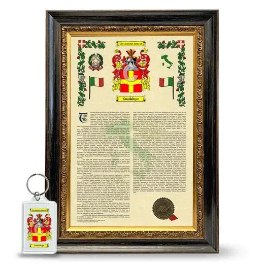 Guadalupe Framed Armorial History and Keychain - Heirloom