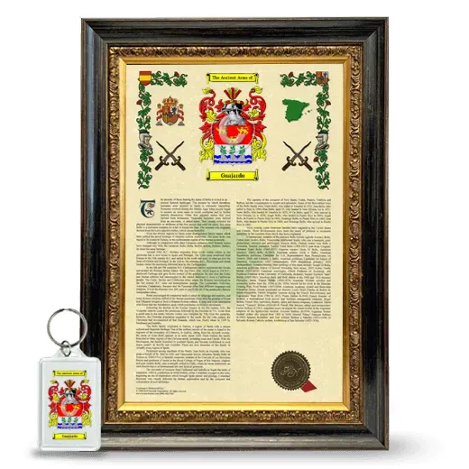 Guajardo Framed Armorial History and Keychain - Heirloom