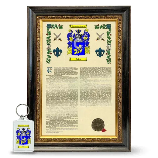 Guine Framed Armorial History and Keychain - Heirloom
