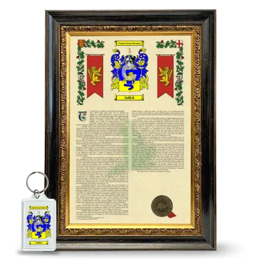 Gullick Framed Armorial History and Keychain - Heirloom