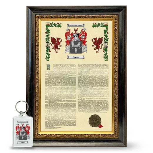 Gunter Framed Armorial History and Keychain - Heirloom