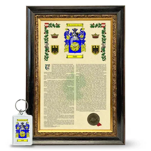 Guth Framed Armorial History and Keychain - Heirloom