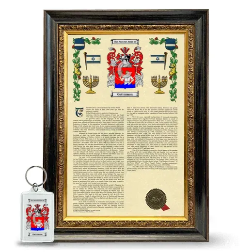 Gutterman Framed Armorial History and Keychain - Heirloom