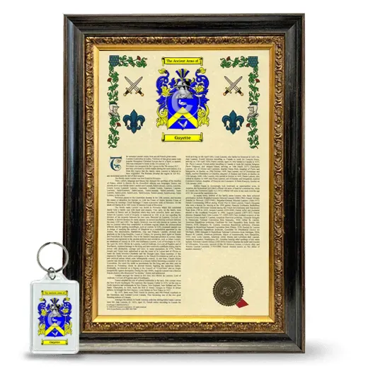 Guyette Framed Armorial History and Keychain - Heirloom